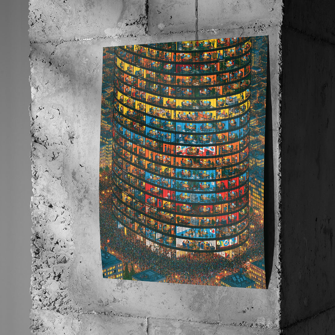 Poster Tower Of Lives an einer Betonwand