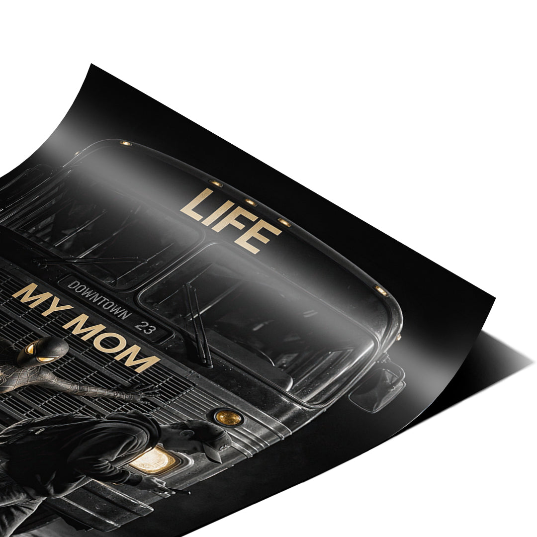Eckdetail des Posters Life My Mom Me, Nahaufnahme