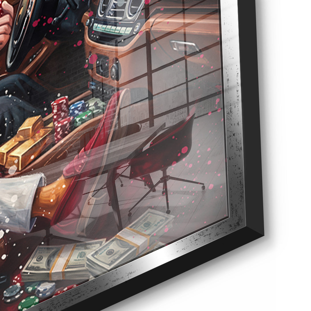 Detailaufnahme des 5mm Acrylglases, Jackpot Winner im silbernen Rahmen