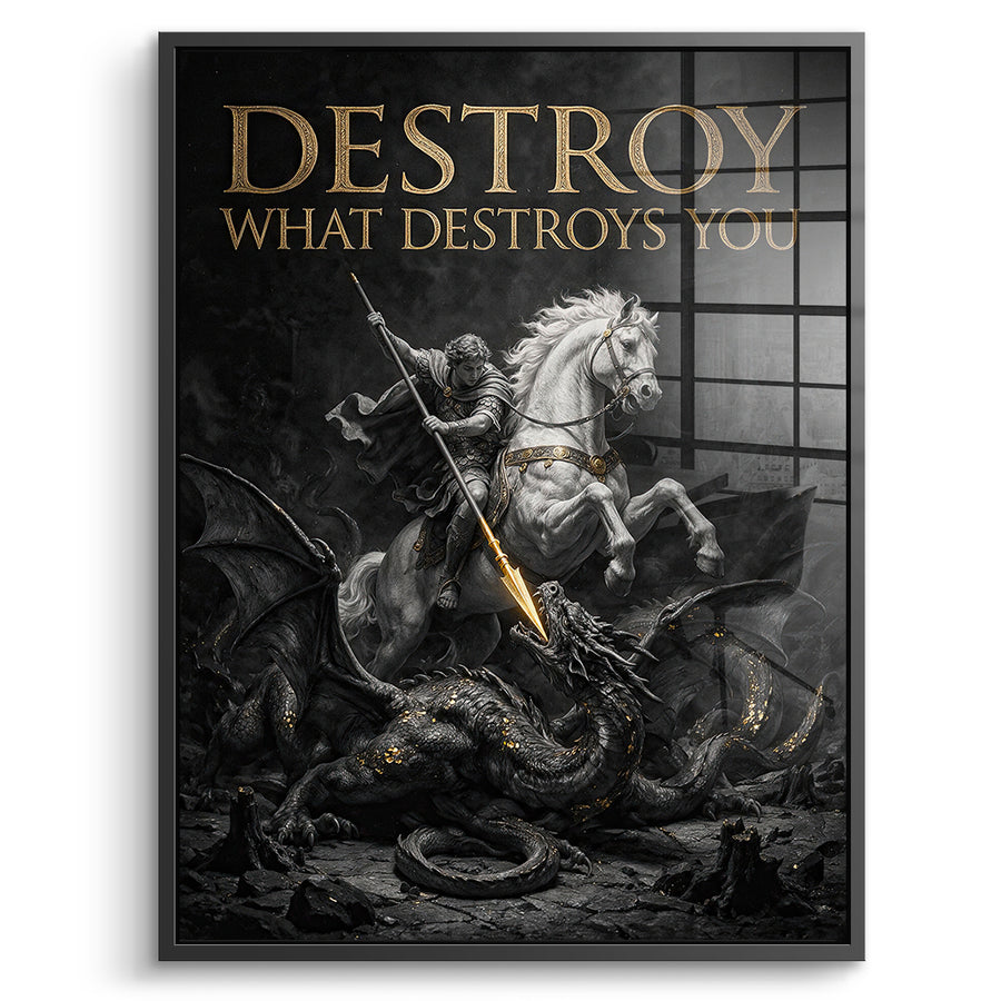 DOTCOMCANVAS Acrylglasbild Destroy What Destroys You im schwarzen Premium-Rahmen