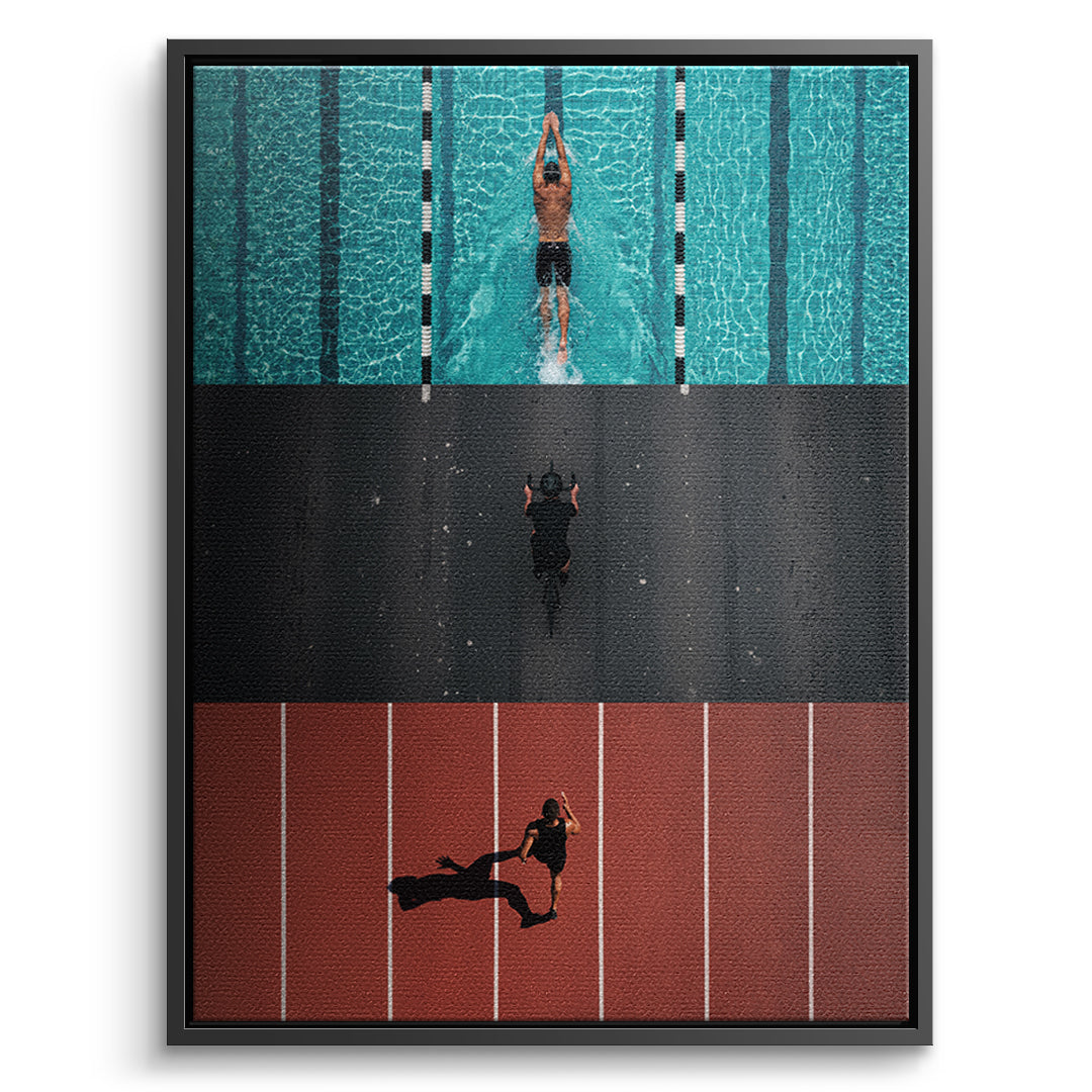 DOTCOMCANVAS Leinwandbild Triathlon im schwarzen Premium-Rahmen