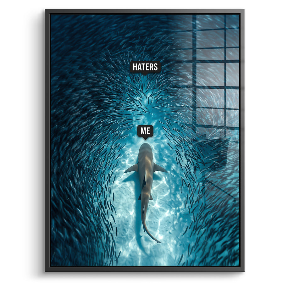 DOTCOMCANVAS Acrylglasbild Me vs Haters im schwarzen Premium-Rahmen