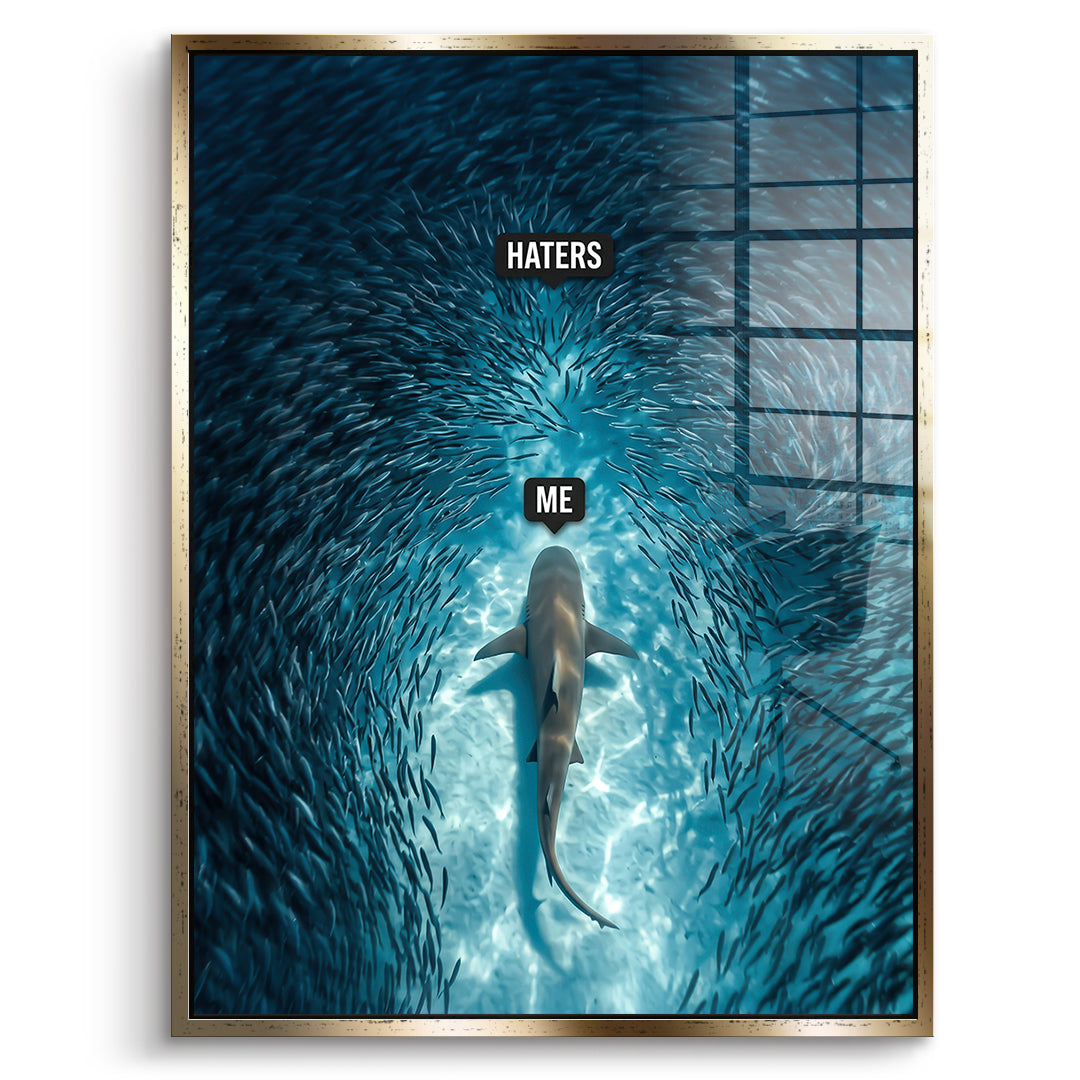 DOTCOMCANVAS Acrylglasbild Me vs Haters im goldenen Premium-Rahmen