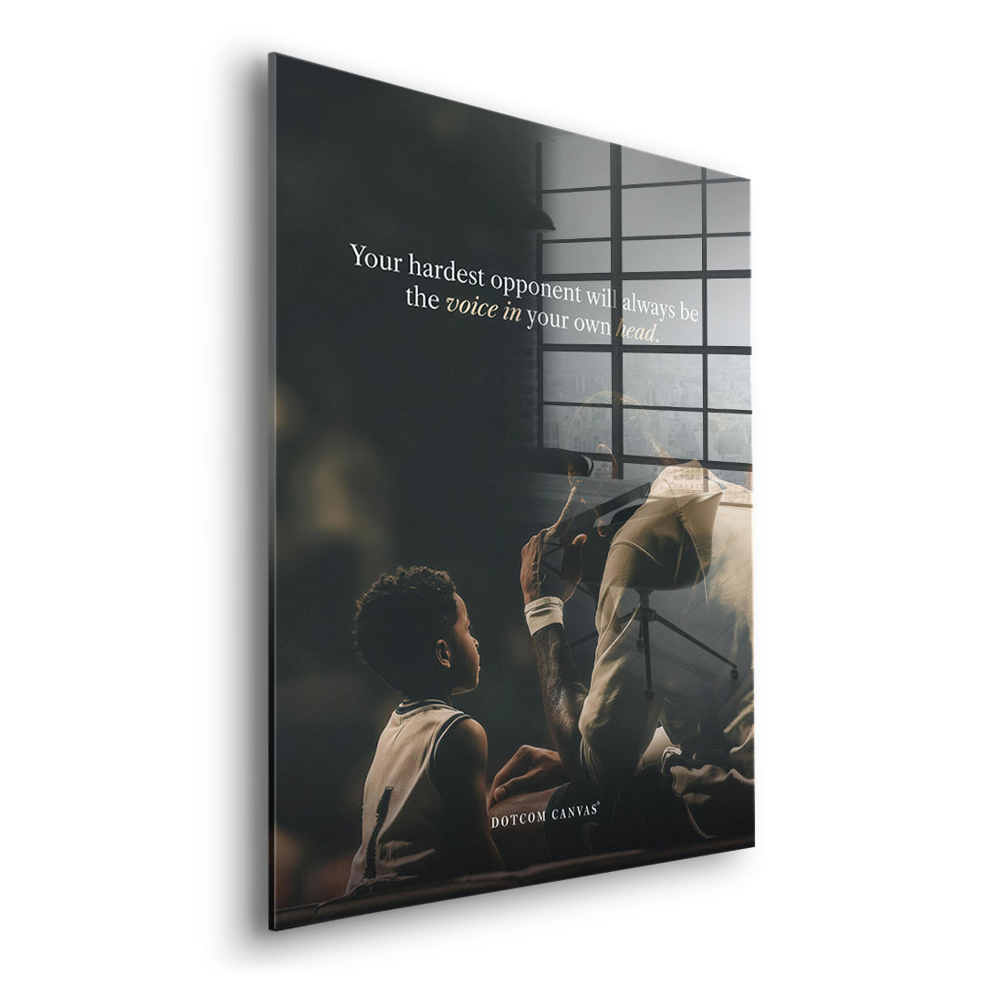 Seitenansicht des Acrylglasbilds Your Hardest Opponent Classic ohne Rahmen