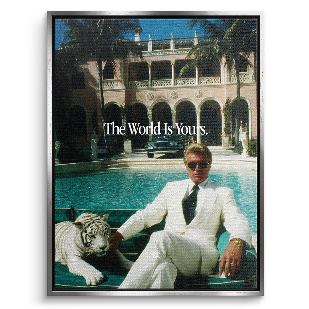 DOTCOMCANVAS Leinwandbild The World Is Yours Tiger im silbernen Premium-Rahmen