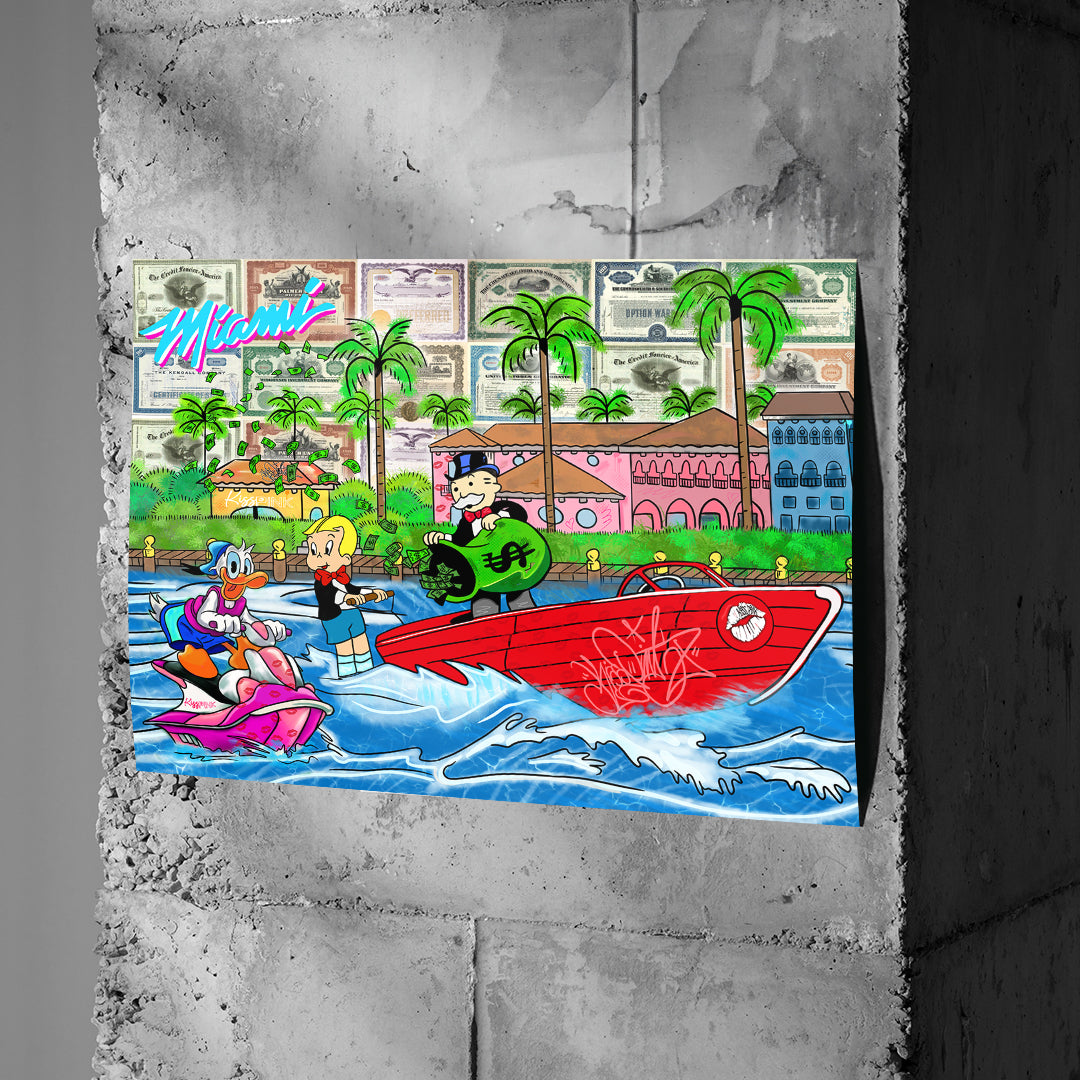 Poster Miami Water Life an einer Betonwand