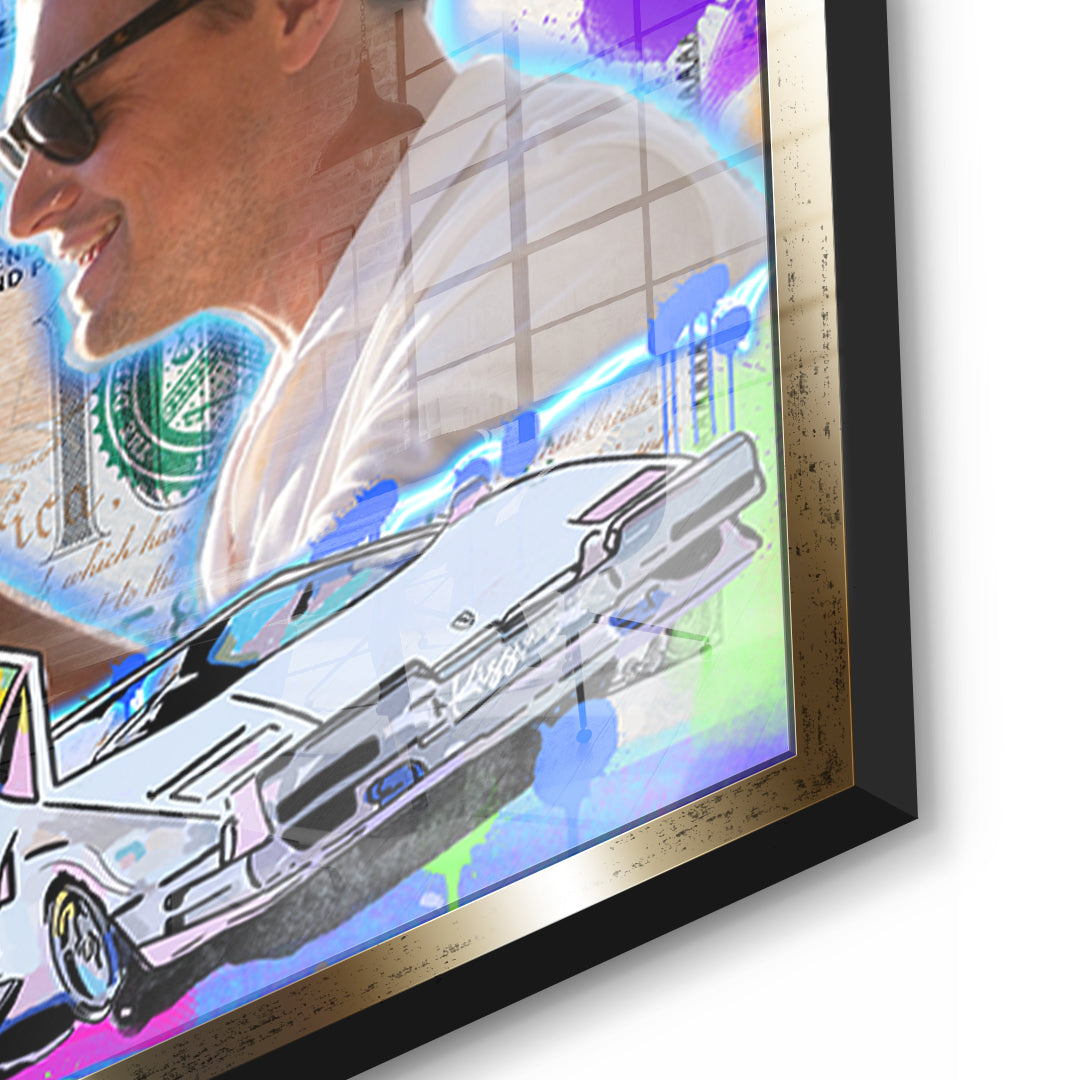 Detailaufnahme des 5mm Acrylglases, I Choose Rich Neon im goldenen Rahmen