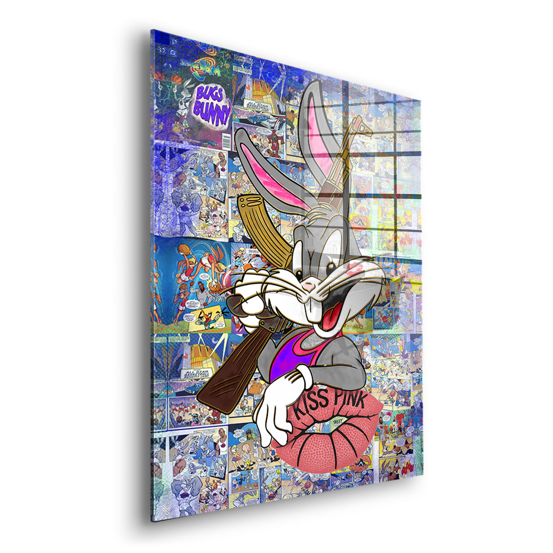 Seitenansicht des Acrylglasbilds Basketball Bunny ohne Rahmen