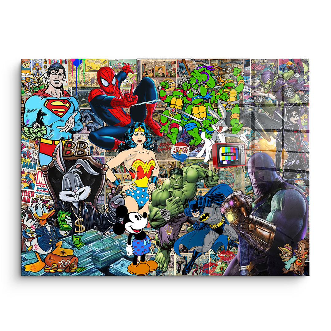 DOTCOMCANVAS Acrylglasbild Superhero Collage ohne Rahmen