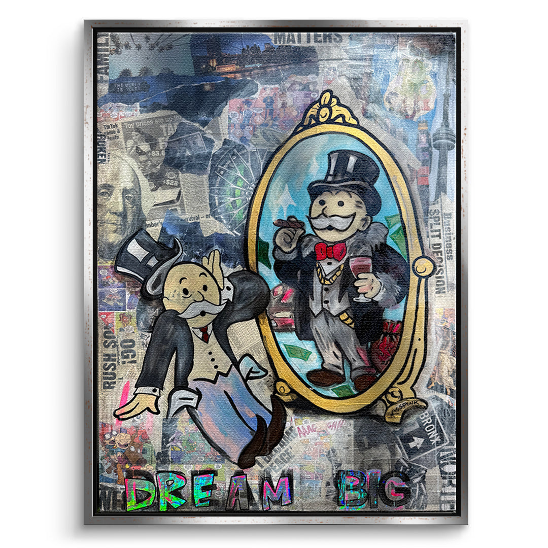 DOTCOMCANVAS Leinwandbild Dream Big Real im silbernen Premium-Rahmen