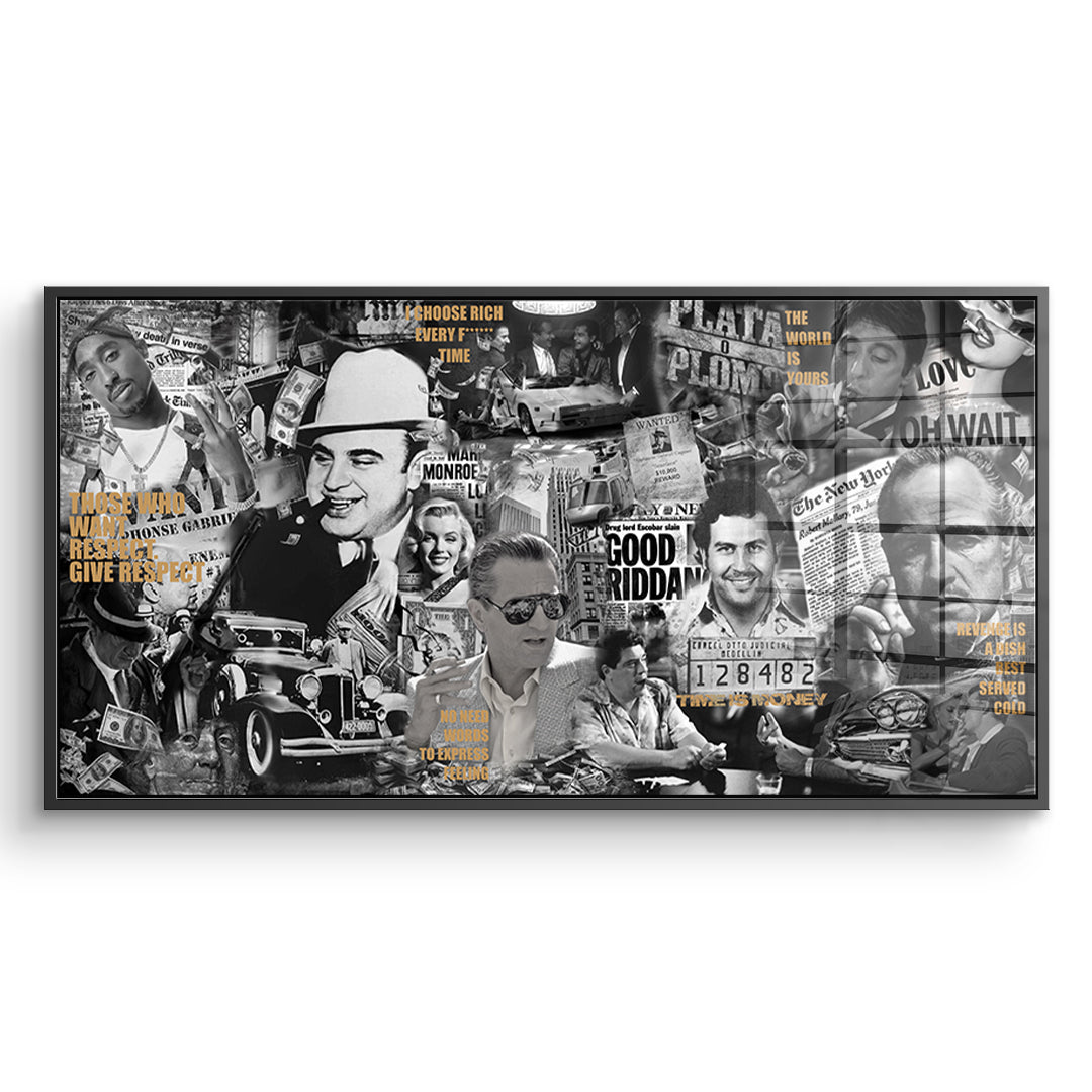 DOTCOMCANVAS Acrylglasbild Gangsters im schwarzen Premium-Rahmen