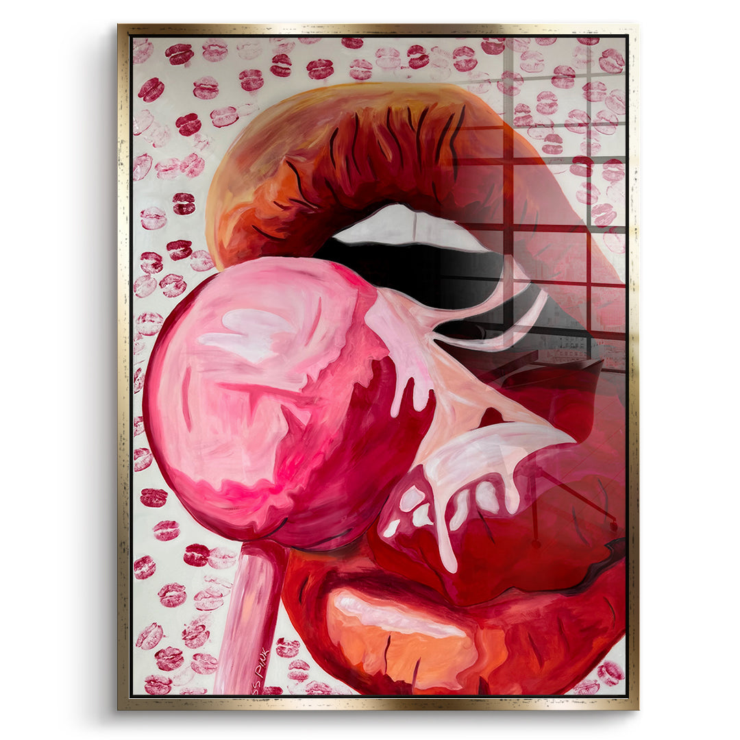 DOTCOMCANVAS Acrylglasbild Lollipop im goldenen Premium-Rahmen