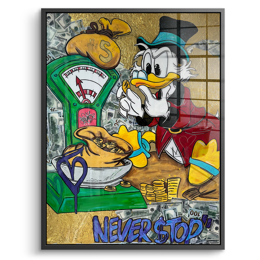 DOTCOMCANVAS Acrylglasbild Never Stop Duck im schwarzen Premium-Rahmen