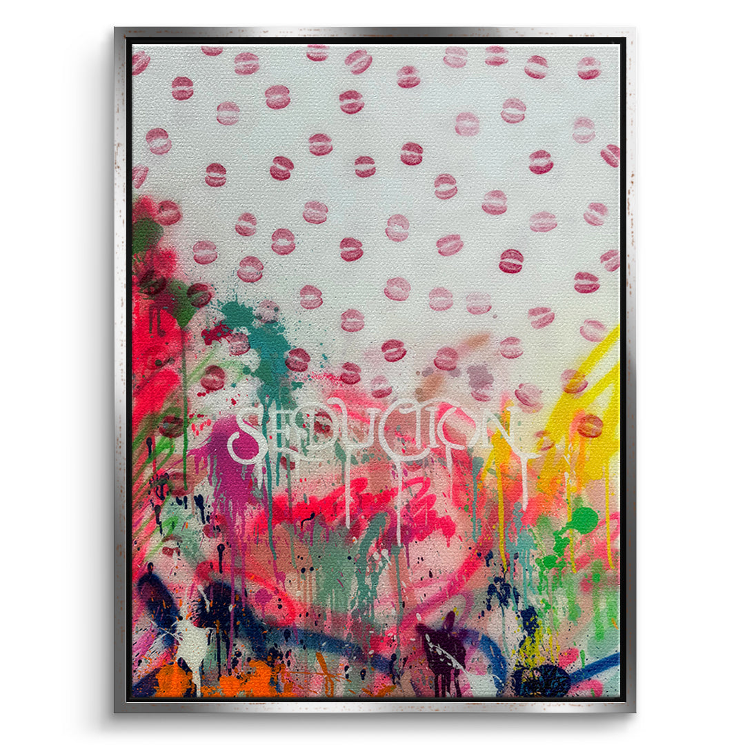 DOTCOMCANVAS Leinwandbild Seduction Kisses im silbernen Premium-Rahmen