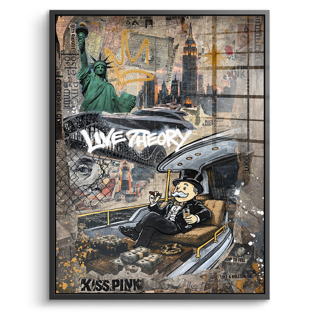 DOTCOMCANVAS Acrylglasbild Live Theory im schwarzen Premium-Rahmen