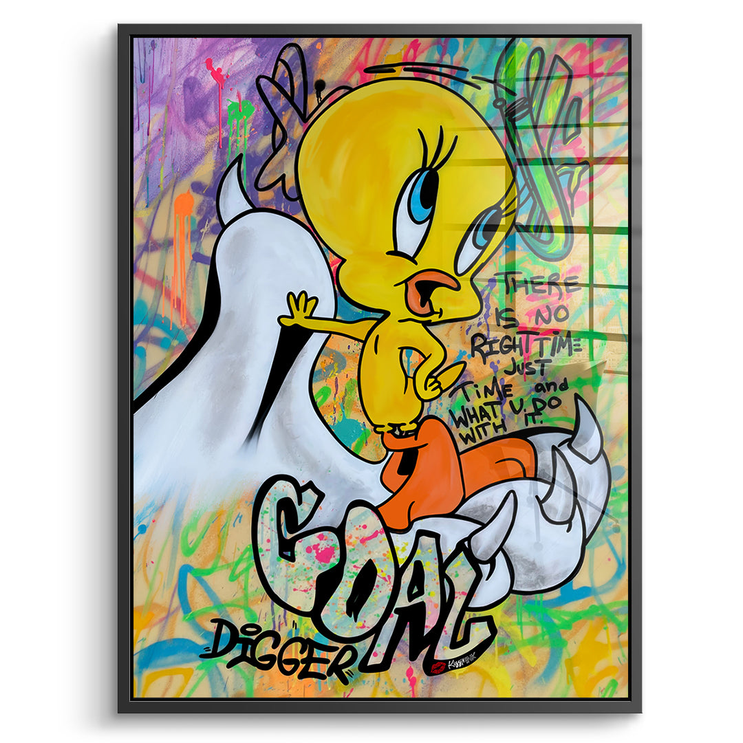 DOTCOMCANVAS Acrylglasbild Goal Digger Bird im schwarzen Premium-Rahmen