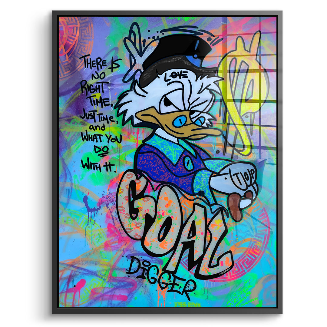 DOTCOMCANVAS Acrylglasbild Goal Digger Duck im schwarzen Premium-Rahmen