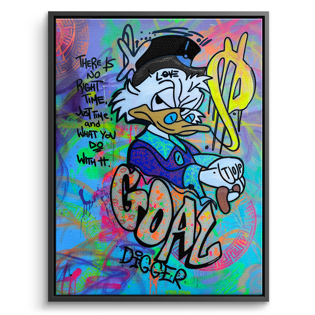 DOTCOMCANVAS Leinwandbild Goal Digger Duck im schwarzen Premium-Rahmen
