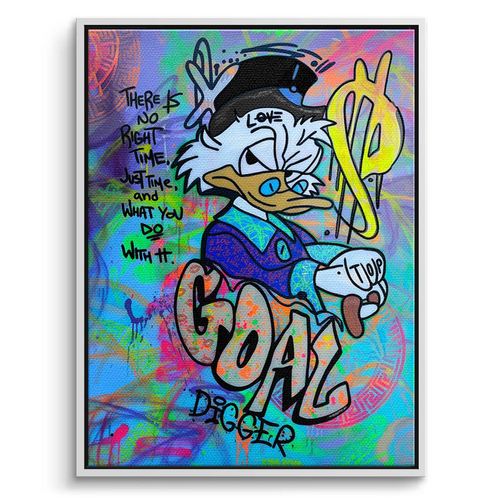 DOTCOMCANVAS Leinwandbild Goal Digger Duck im weißen Premium-Rahmen