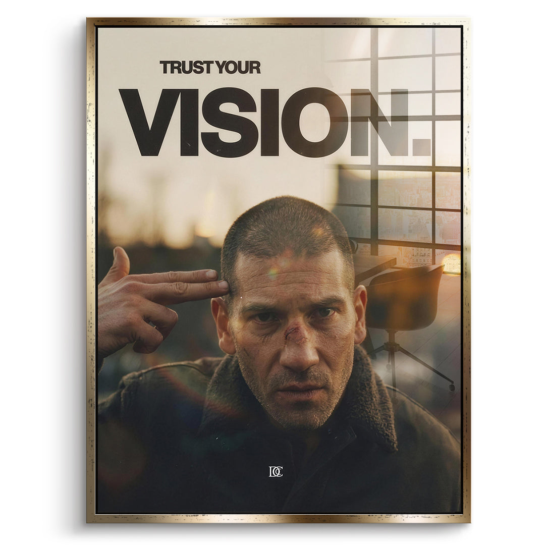 DOTCOMCANVAS Acrylglasbild Trust Your Vision im goldenen Premium-Rahmen