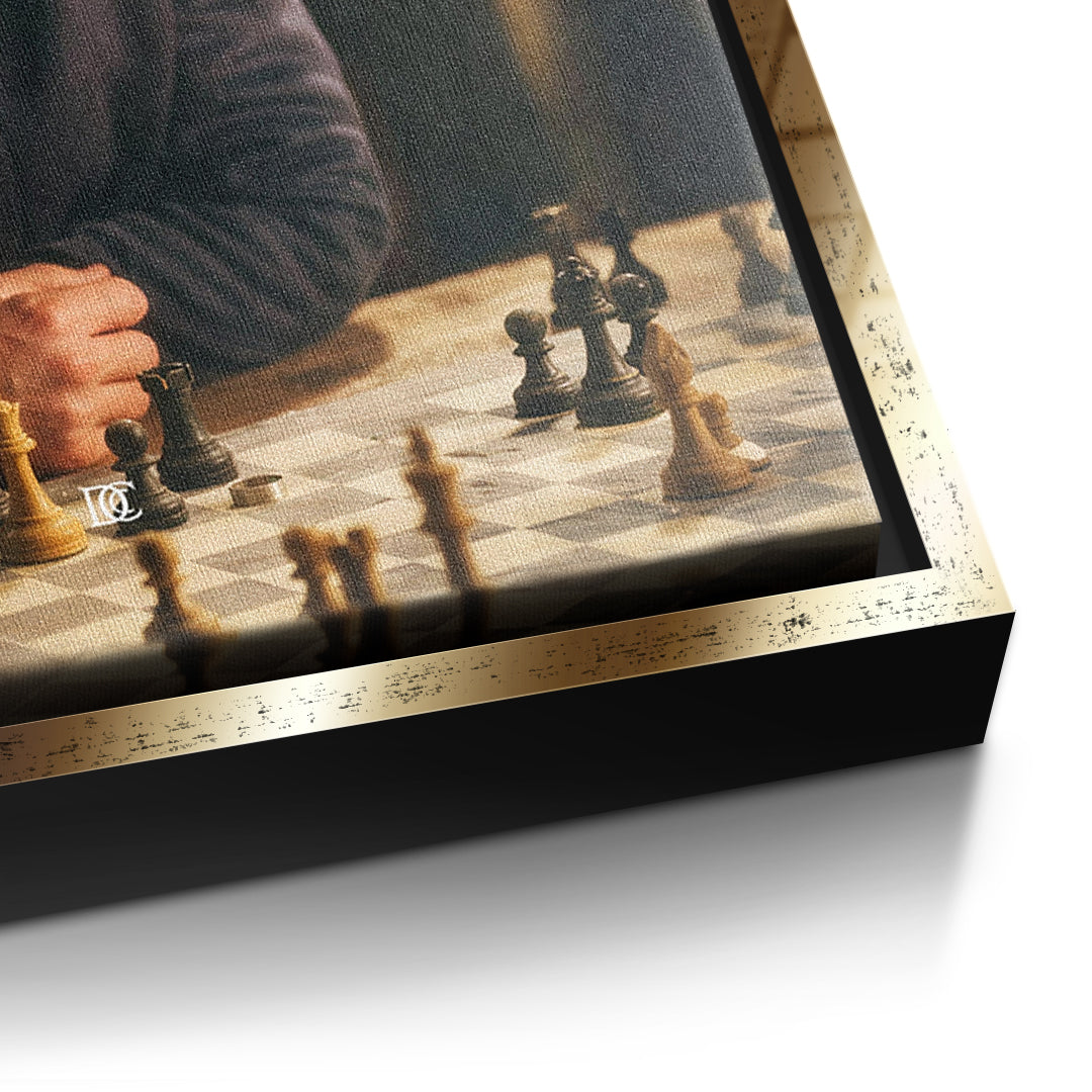 Detailaufnahme der Leinwandstruktur, If I Want It im goldenen Rahmen