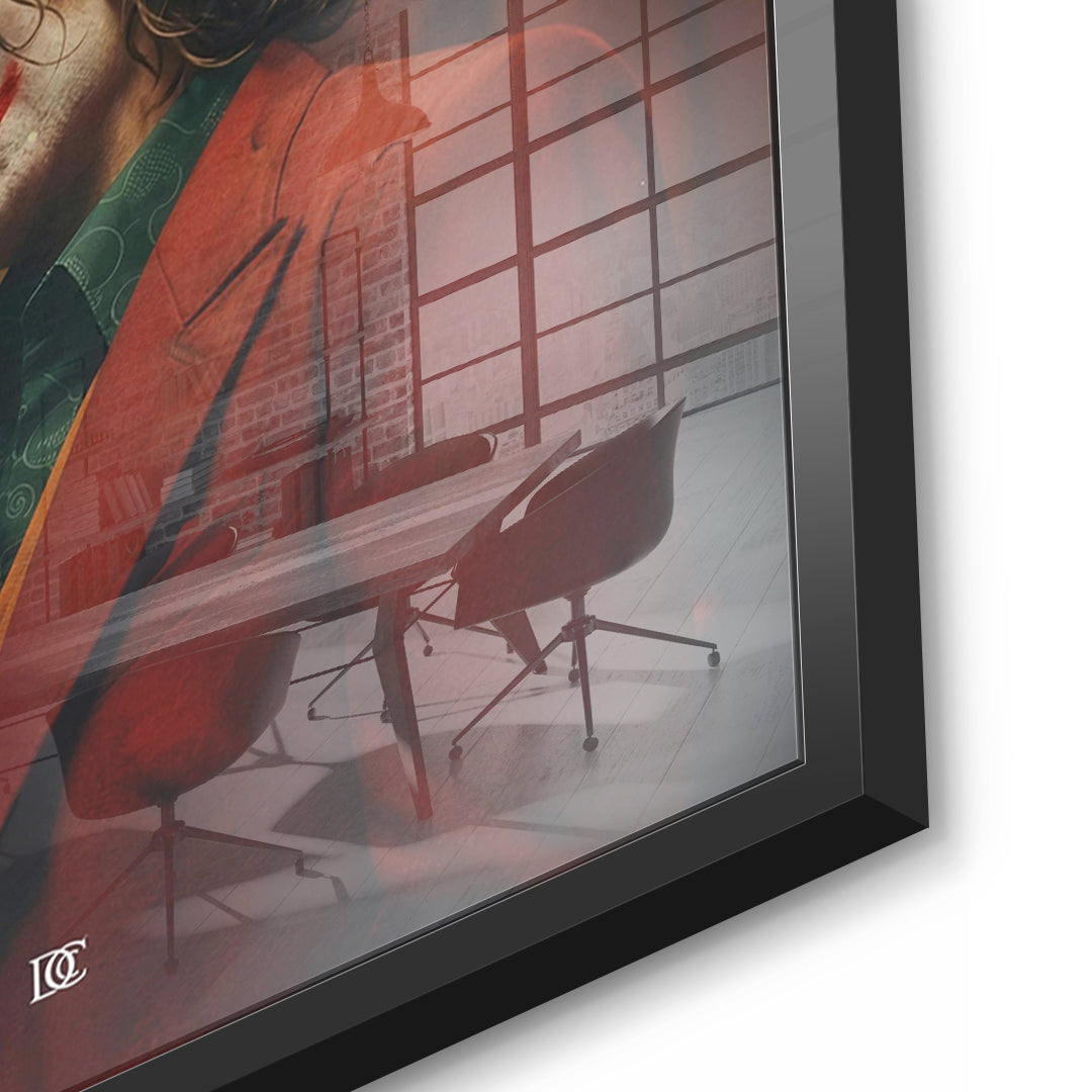 Detailaufnahme des 5mm Acrylglases, Never Quit im schwarzen Rahmen