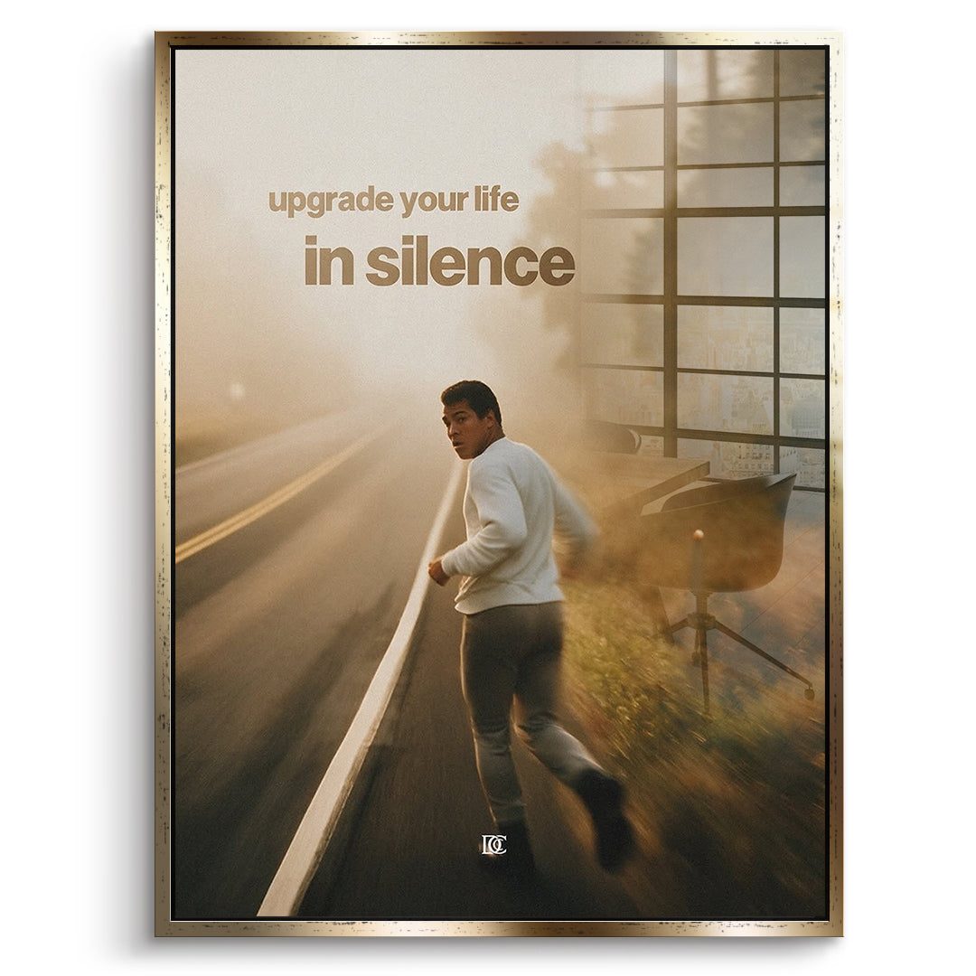 DOTCOMCANVAS Acrylglasbild Upgrade Your Life In Silence im goldenen Premium-Rahmen