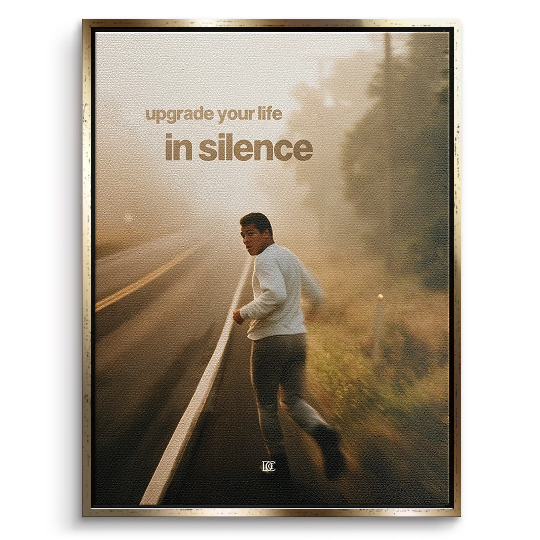 DOTCOMCANVAS Leinwandbild Upgrade Your Life In Silence im goldenen Premium-Rahmen