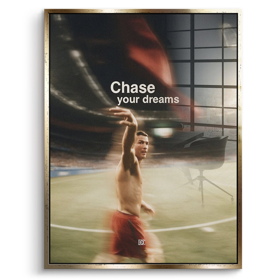 DOTCOMCANVAS Acrylglasbild Chase Your Dreams im goldenen Premium-Rahmen