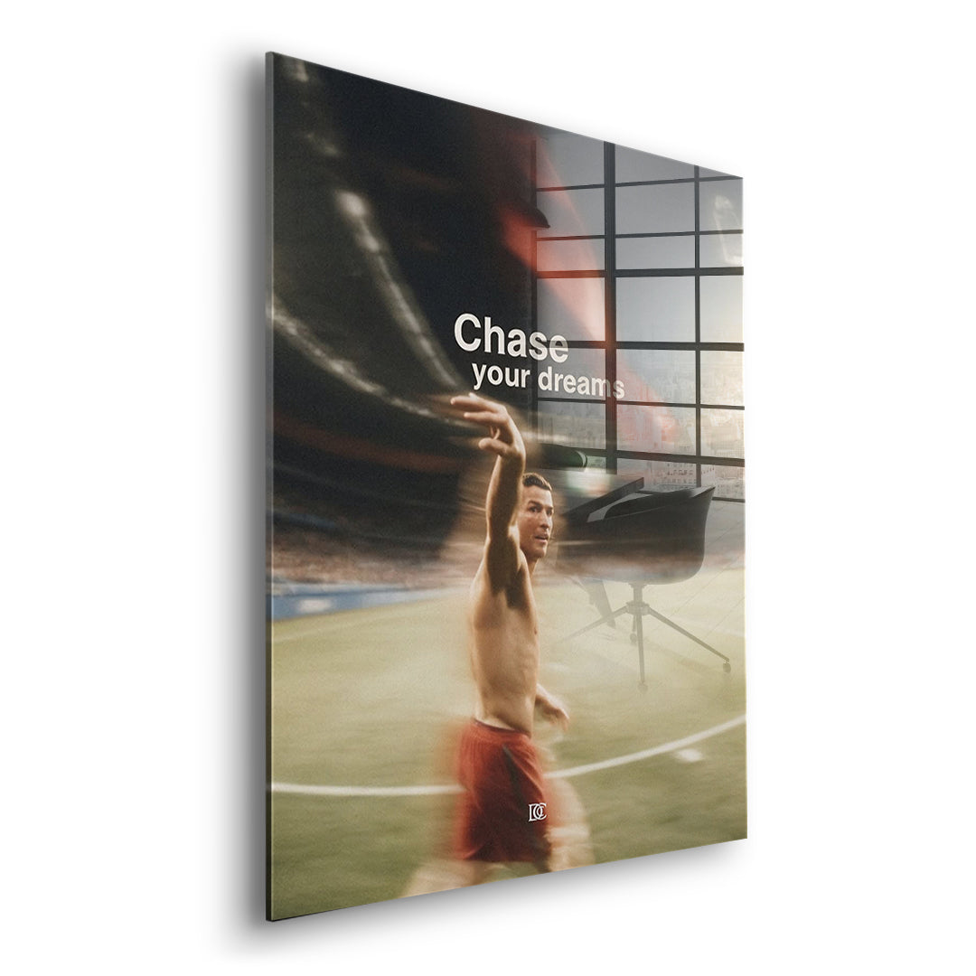 Seitenansicht des Acrylglasbilds Chase Your Dreams ohne Rahmen