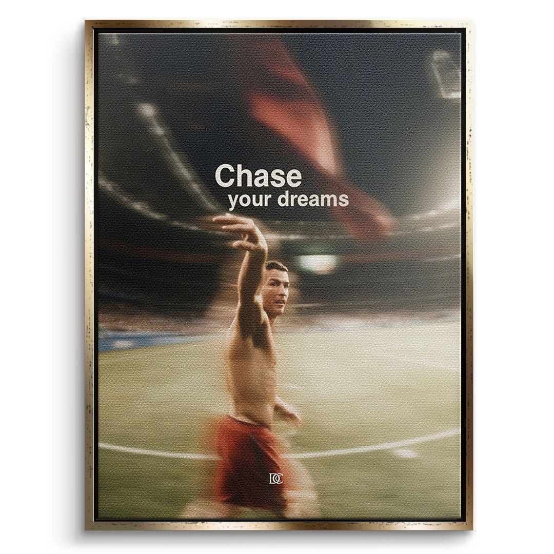 DOTCOMCANVAS Leinwandbild Chase Your Dreams im goldenen Premium-Rahmen