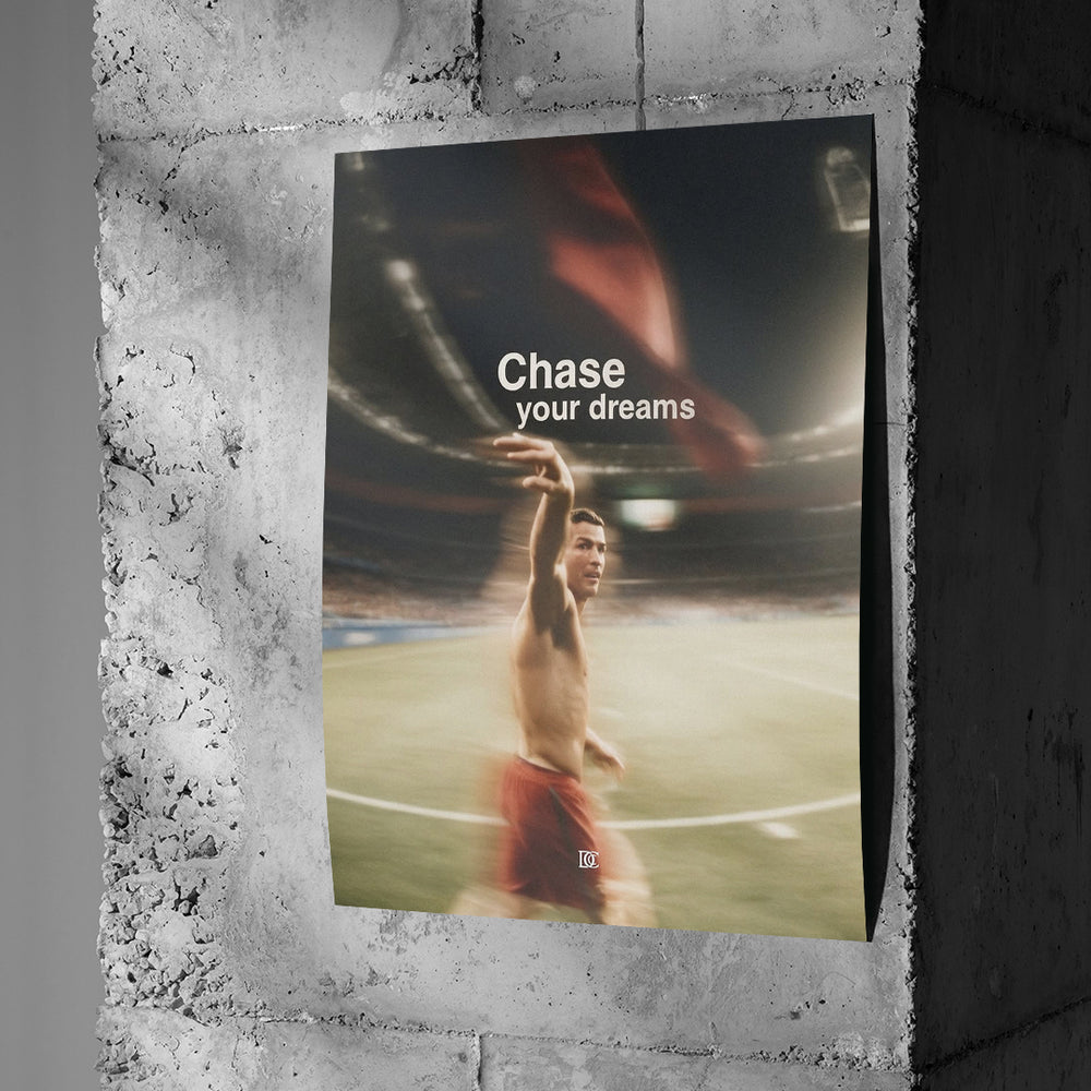 Poster Chase Your Dreams an einer Betonwand