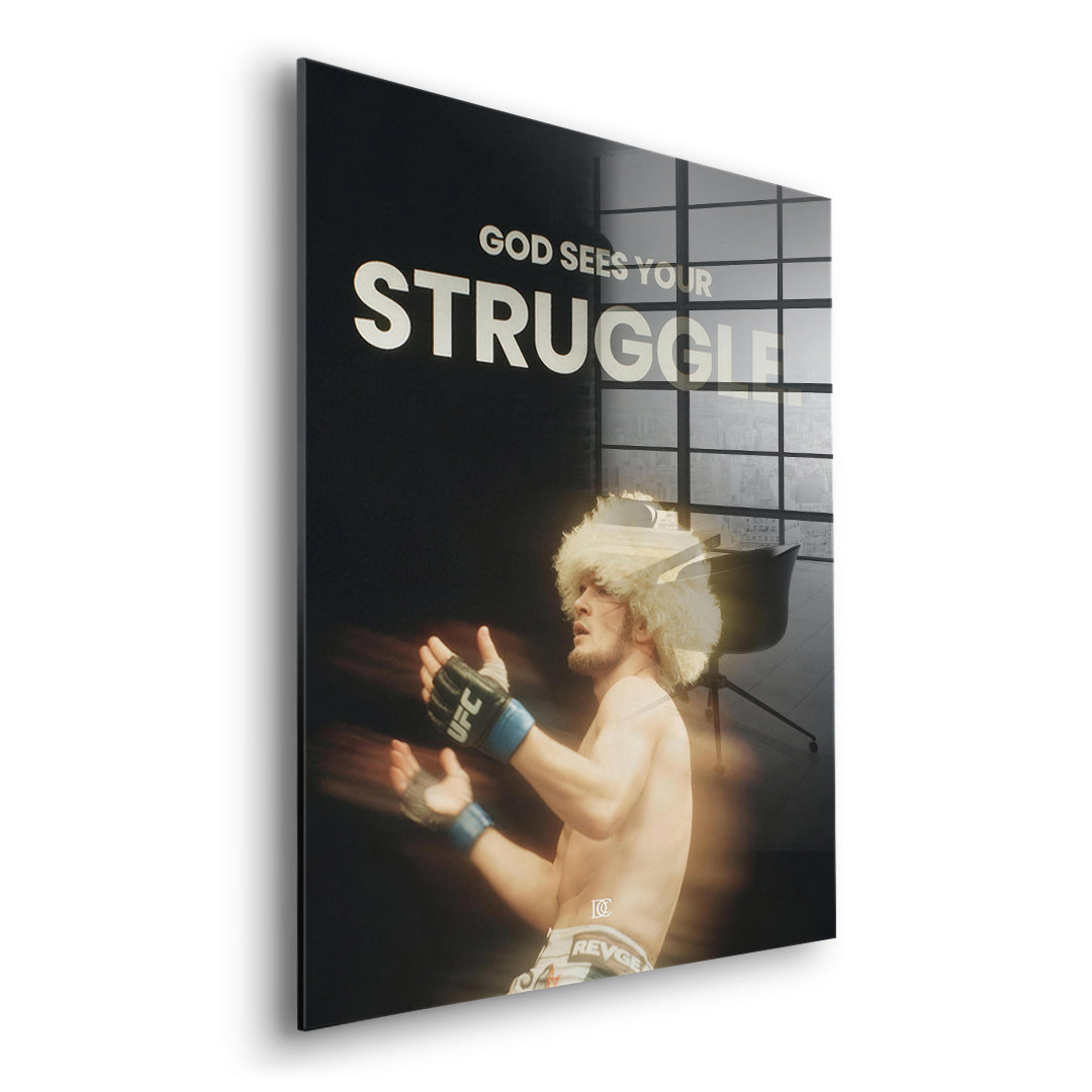 Seitenansicht des Acrylglasbilds God Sees Your Struggle ohne Rahmen