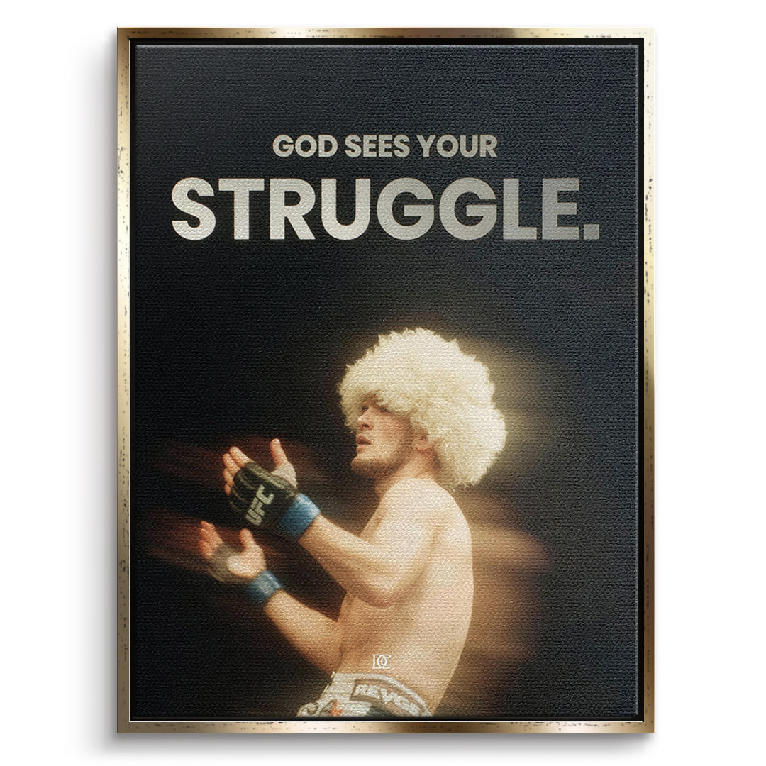 DOTCOMCANVAS Leinwandbild God Sees Your Struggle im goldenen Premium-Rahmen