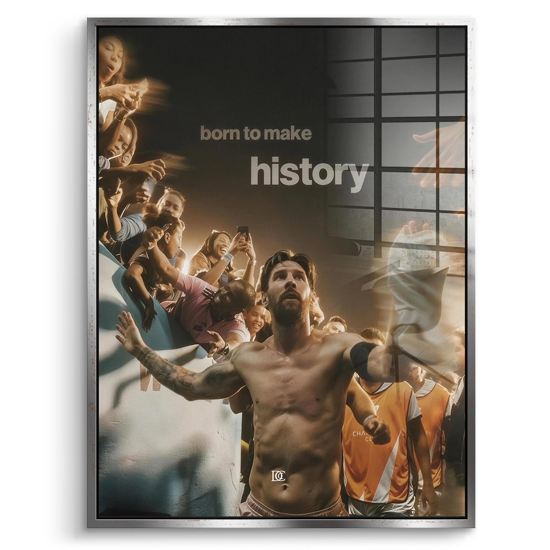 DOTCOMCANVAS Acrylglasbild Born To Make History im silbernen Premium-Rahmen
