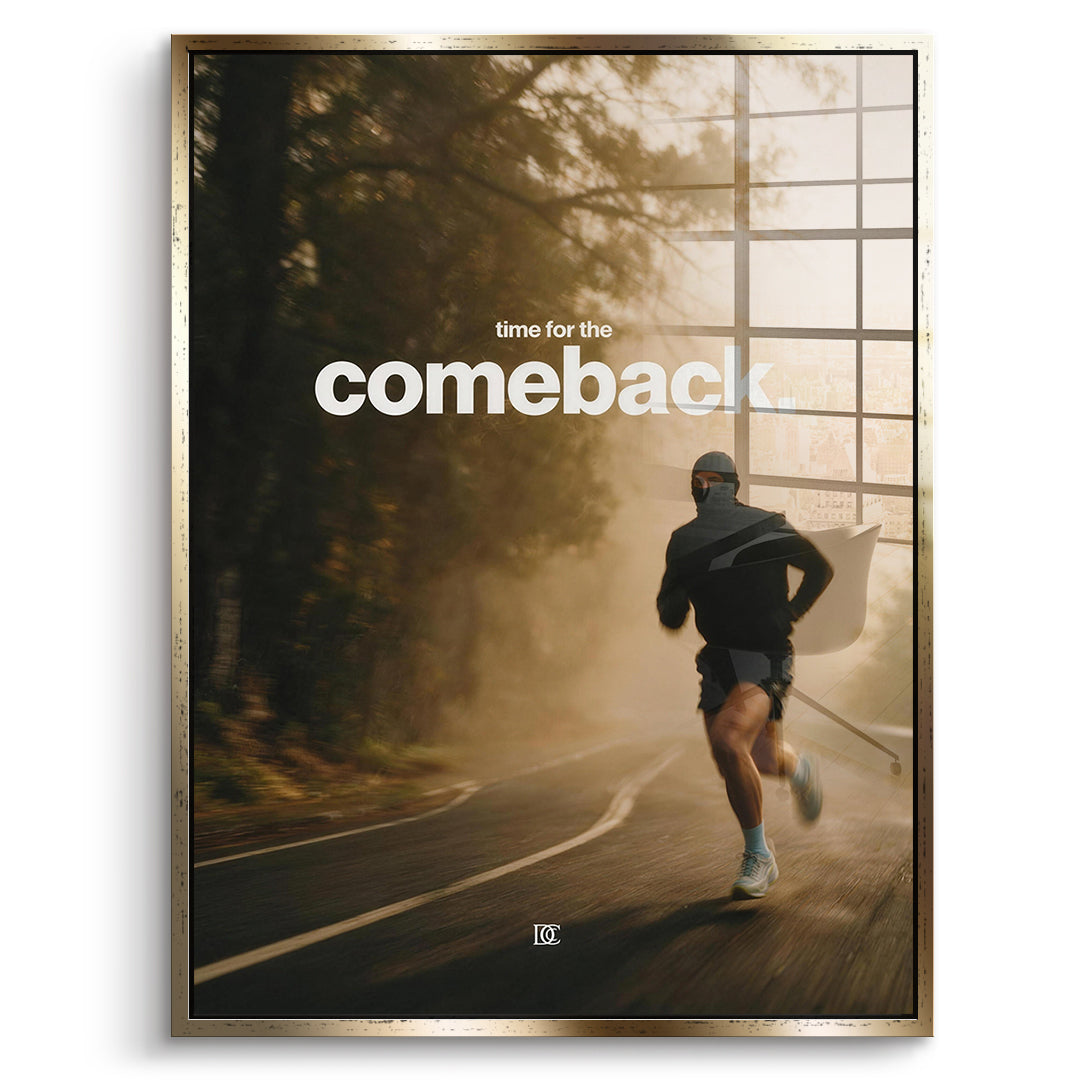 DOTCOMCANVAS Acrylglasbild Time For The Comeback im goldenen Premium-Rahmen