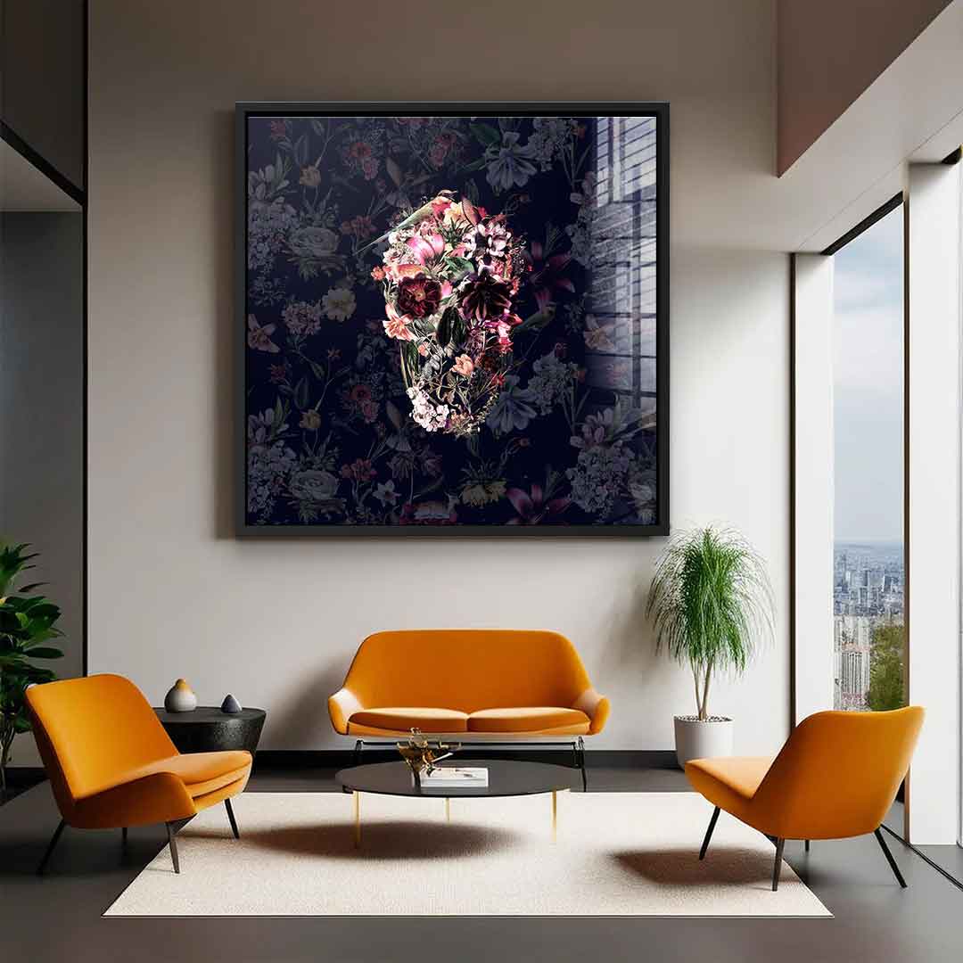 Flowers Skull - Acrylglas