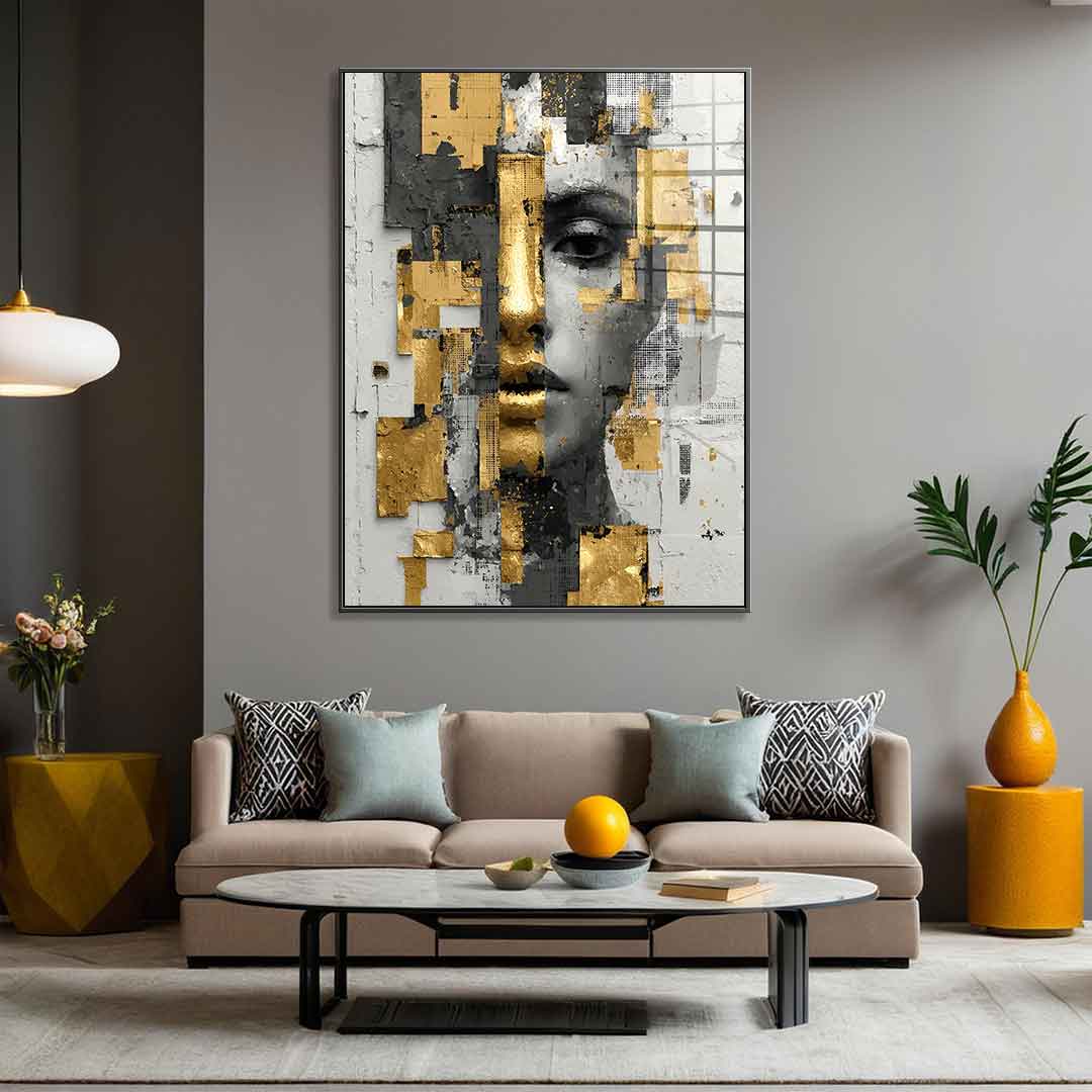 Gold White Half Face - Acrylglas
