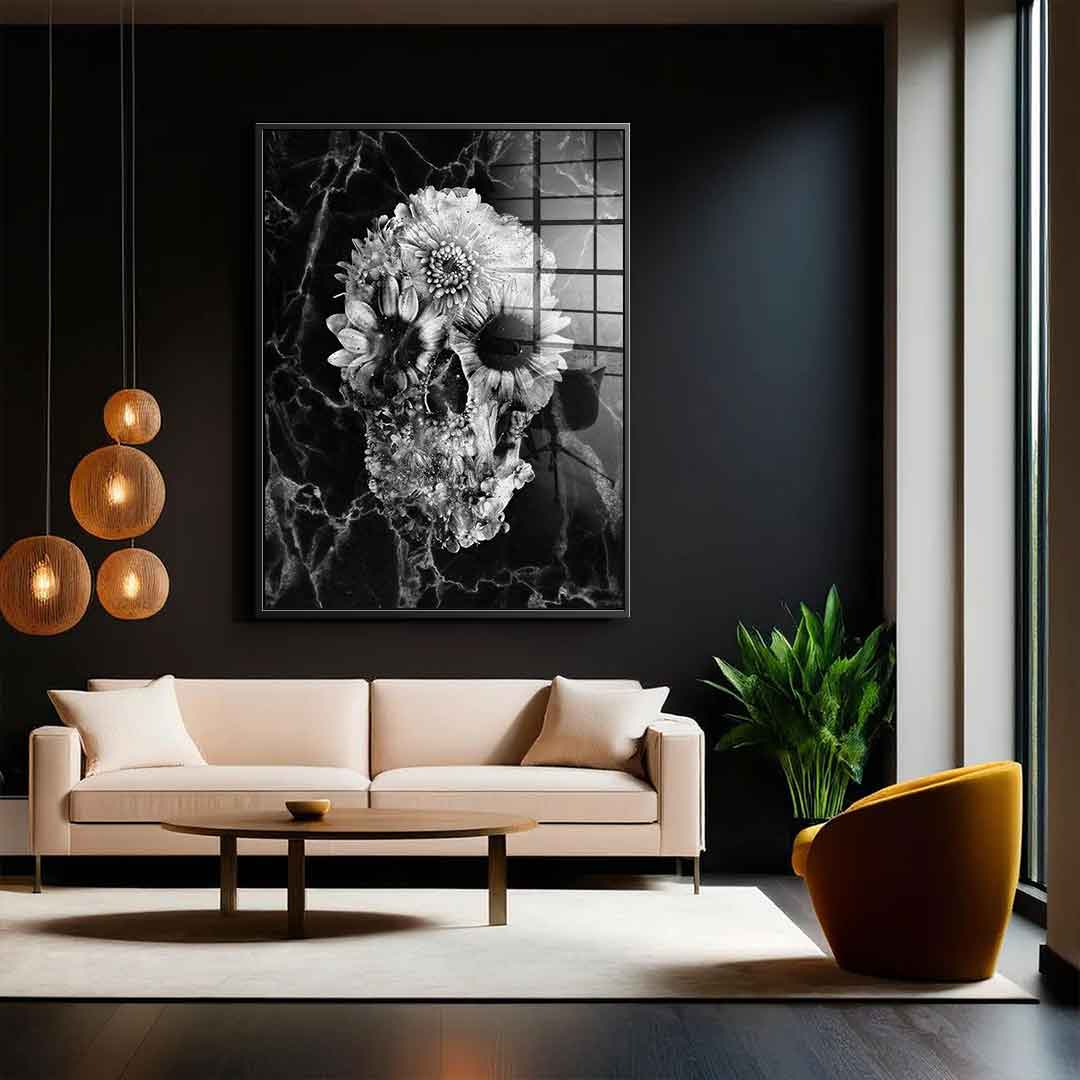 Marble Floral Skull - Acrylglas