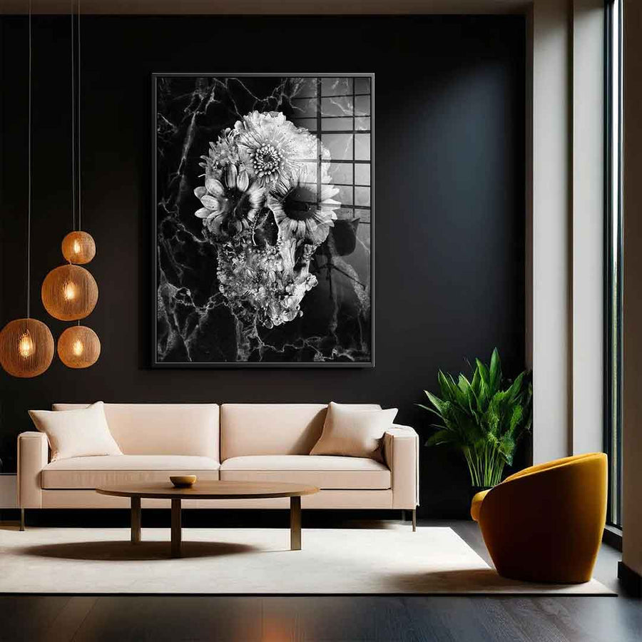 Marble Floral Skull - Acrylic glass