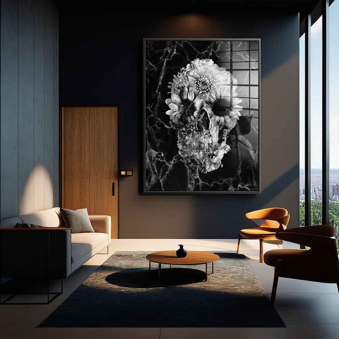Marble Floral Skull - Acrylglas