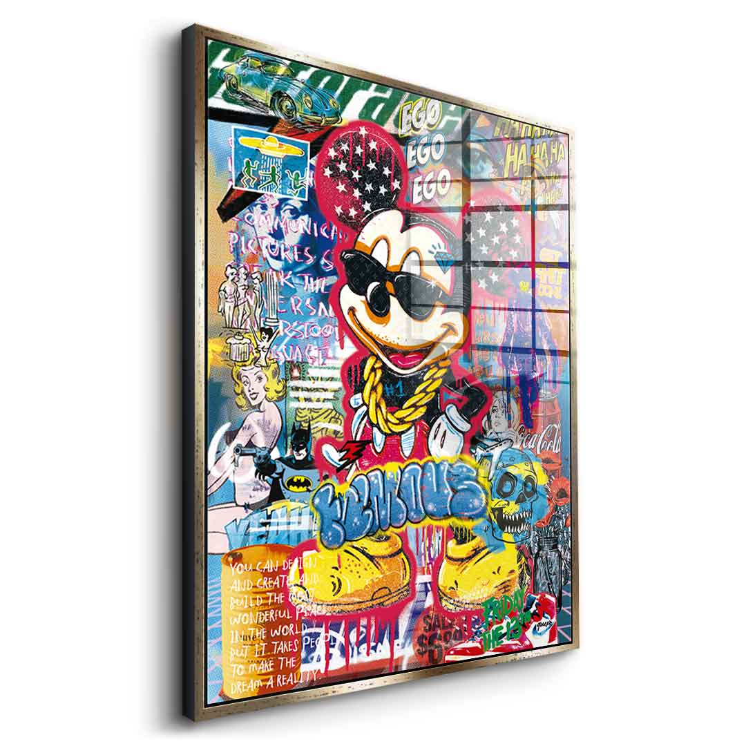 Mickey gold chain - Acrylglas