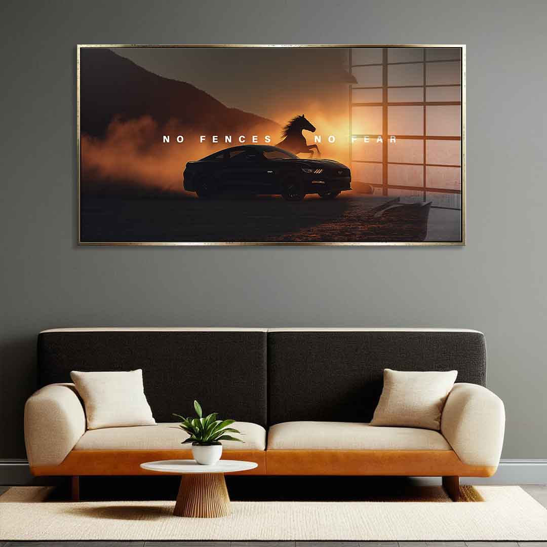 No Fences, No Fear (Ford Mustang) - Acrylic glass