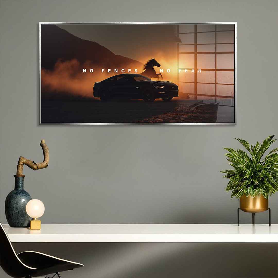 No Fences, No Fear (Ford Mustang) - Acrylic glass