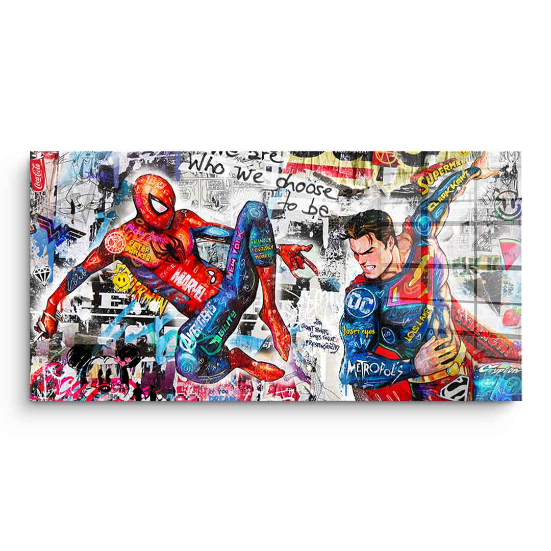Superman meets Spiderman - Acrylic Glass