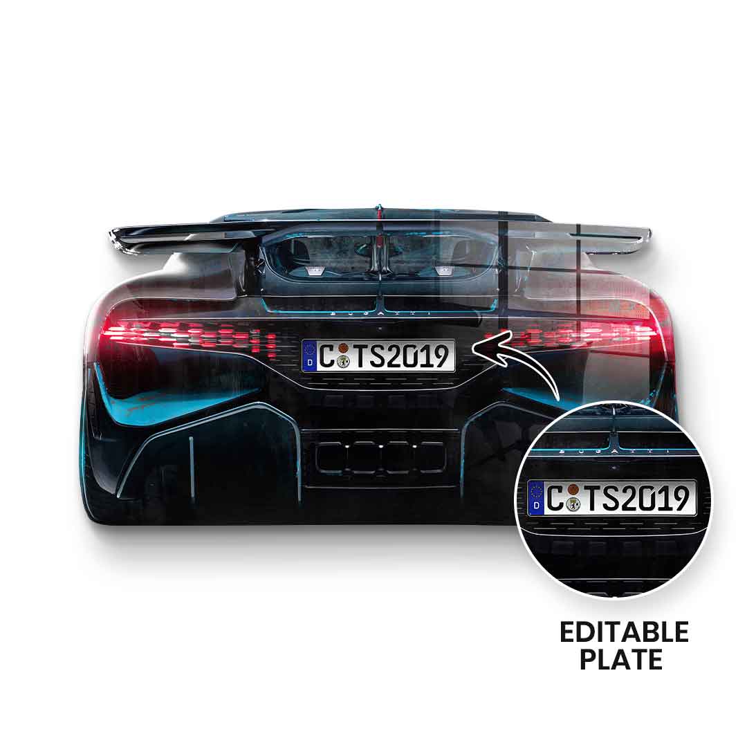 Wandskulptur Bugatti Backside - Acrylglas - Personalisierbar