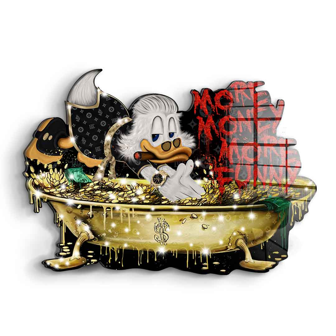 Wall sculpture More Money Duck - Gold leaf
