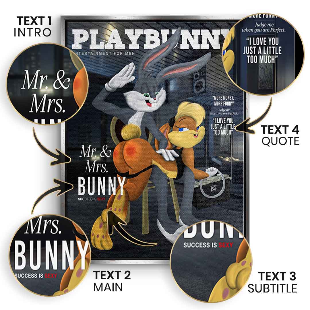 Playbunny Personalisierbar - Leinwand