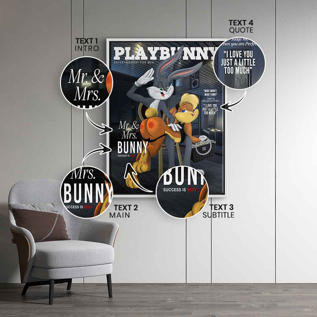 Playbunny Personalisierbar - Leinwand
