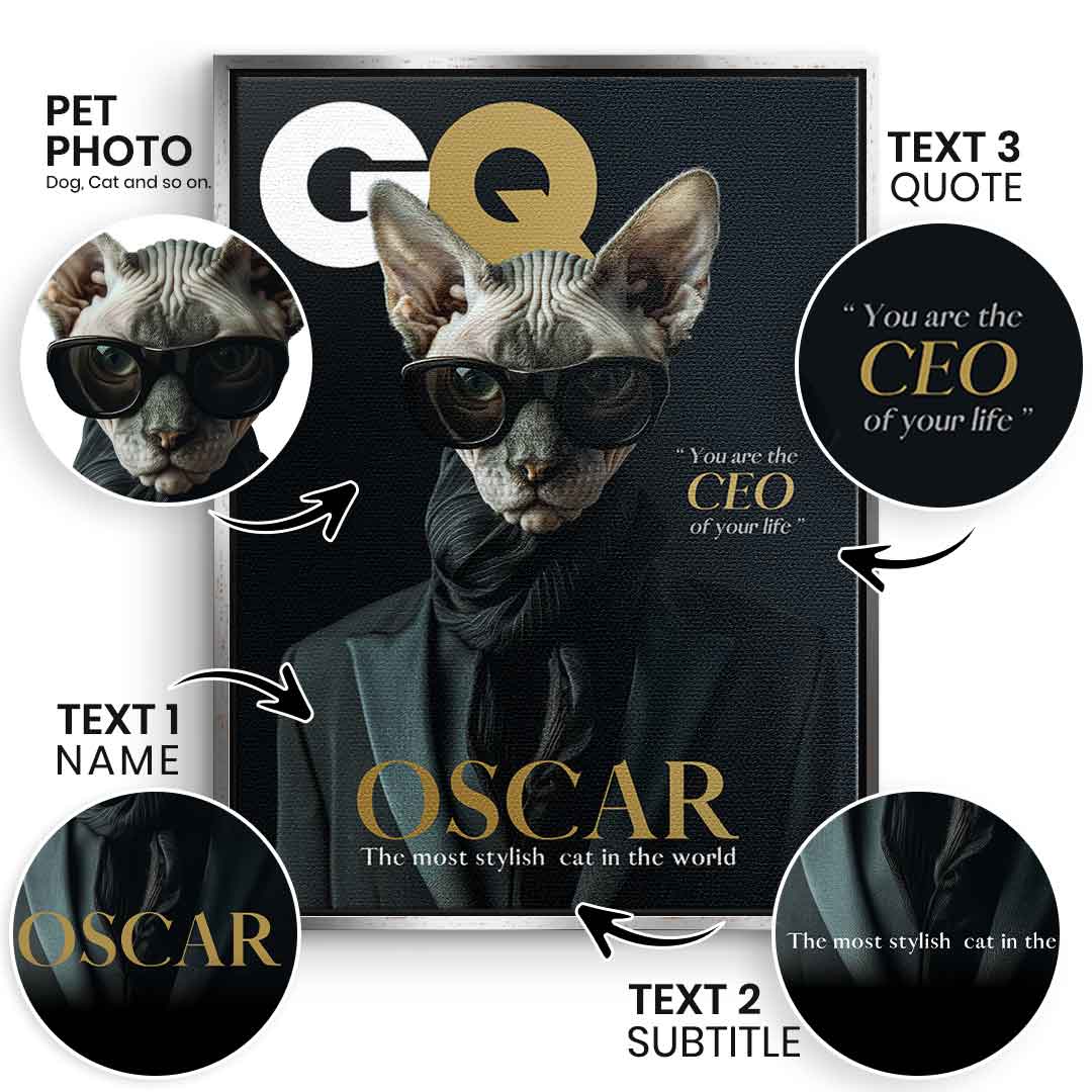 Magazyn GQ Portret Zwierzęcia Personalizowany